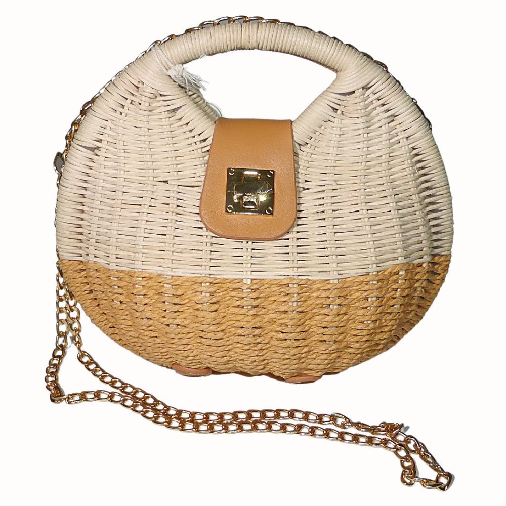 Spartina 449 Woven Rattan Jill Crossbody Bag Carmel New NWT Purse